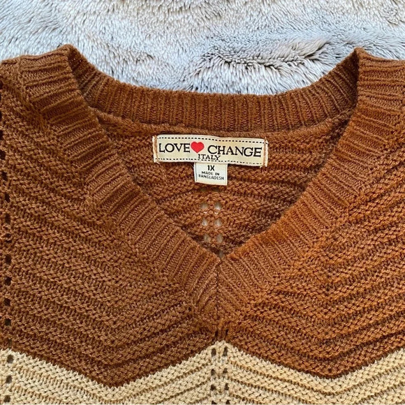 Love Change Italy Chevron Knit‎ Retro Style Sweater 1X - Picture 3 of 7
